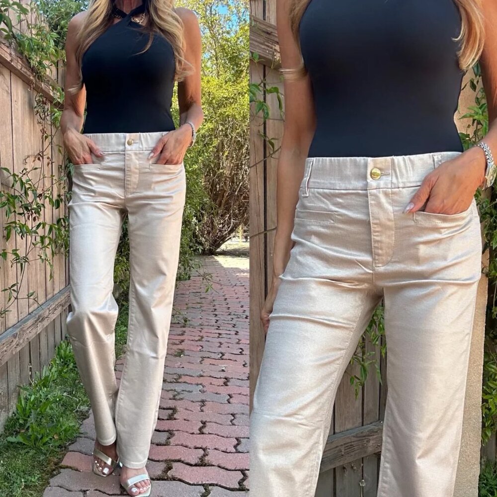 BEVY FLOG TAMI GOLD CHECK PANTS Size 24